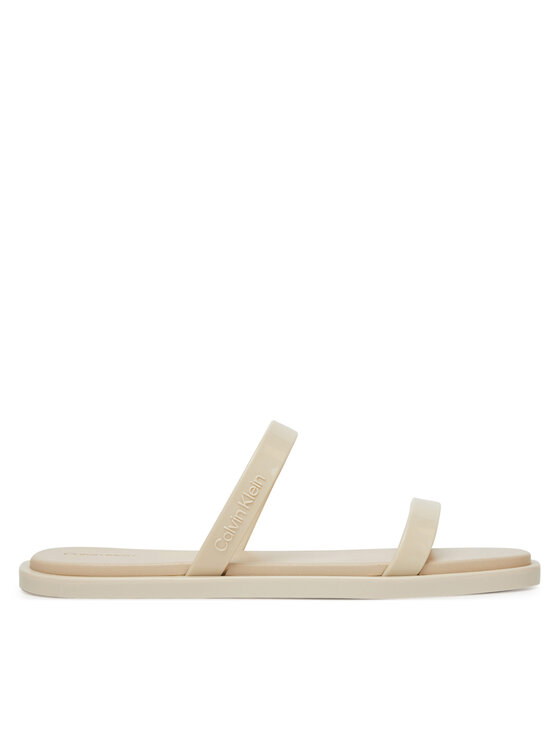 Calvin Klein Klapki Calvin Klein Double Bar Slide - Jelly HW0HW02417 Écru