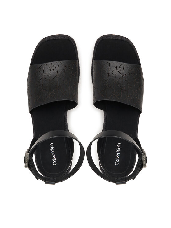 Calvin Klein Espadrile Calvin Klein Wedge Espad 70 Aop Lth HW0HW03138 Crna