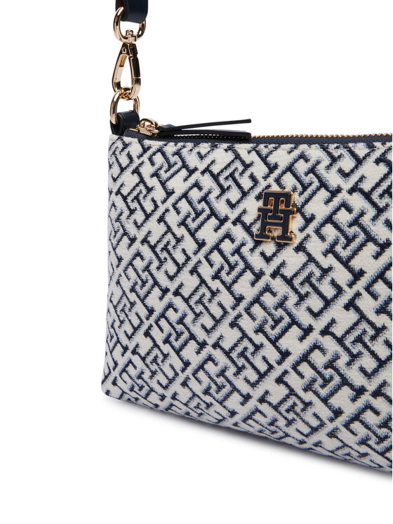 Tommy Hilfiger Дамска чанта Tommy Hilfiger Th Jacquard Mini Shoulder Bag AW0AW19006 Син