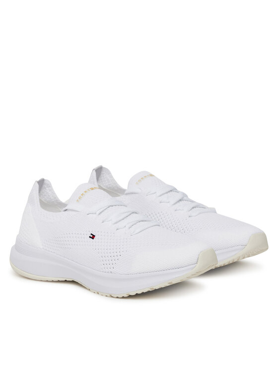 Tommy Hilfiger Snīkeri Tommy Hilfiger Th Knit Runner FW0FW08813 Balts