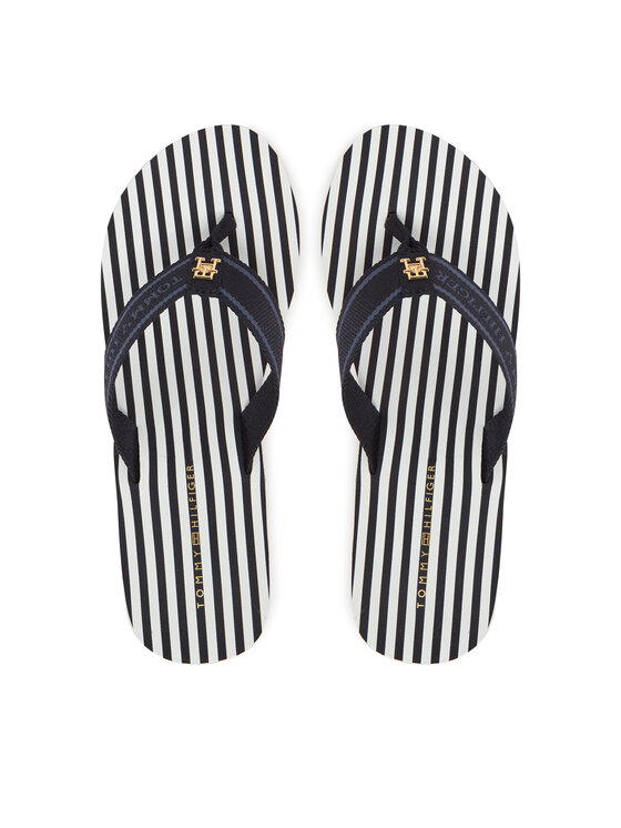 Tommy Hilfiger Japonki Tommy Hilfiger Th Stripes Wedge Beach Sandal FW0FW08521 Niebieski