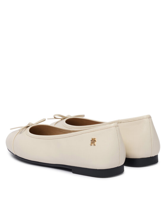 Tommy Hilfiger Balerinos Tommy Hilfiger Hilfiger Smooth Lthr Ballet FW0FW09241 Écru
