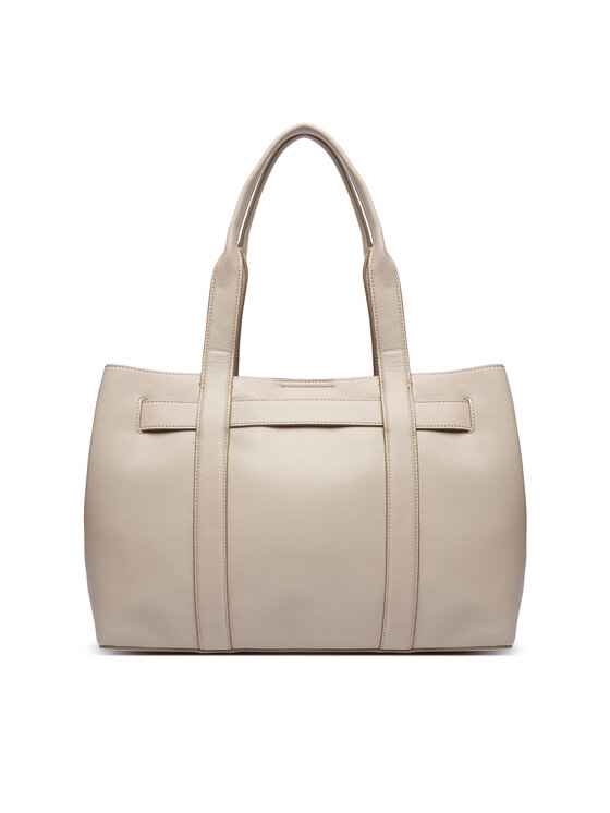 Calvin Klein Дамска чанта Calvin Klein Buckle Medium Tote LV04F3294G Екрю