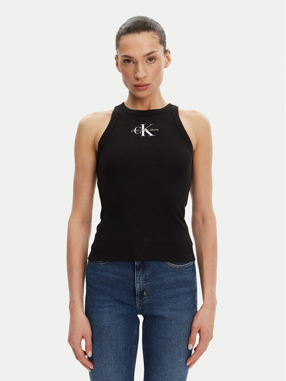 Calvin Klein Jeans Calvin Klein Jeans Top Monologo J20J225301 Nero Slim Fit