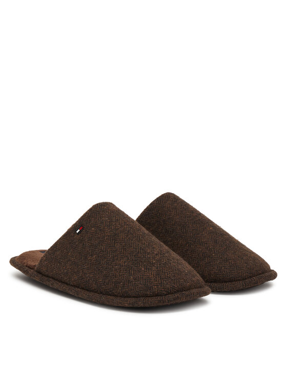Tommy Hilfiger Papuče Tommy Hilfiger Herringbone House Shoe FM0FM06018 Tamno smeđa