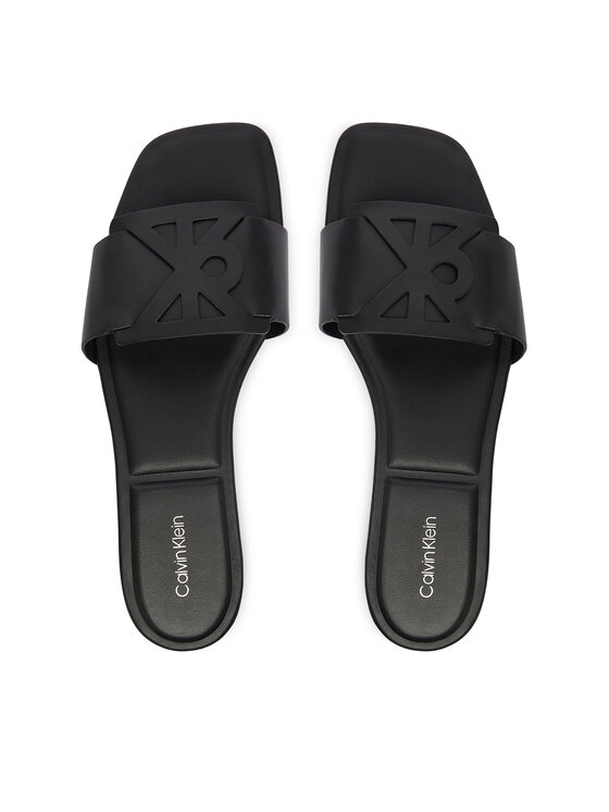 Calvin Klein Nazouváky Calvin Klein Square Flat Sandal Emblem HW0HW03128 Černá