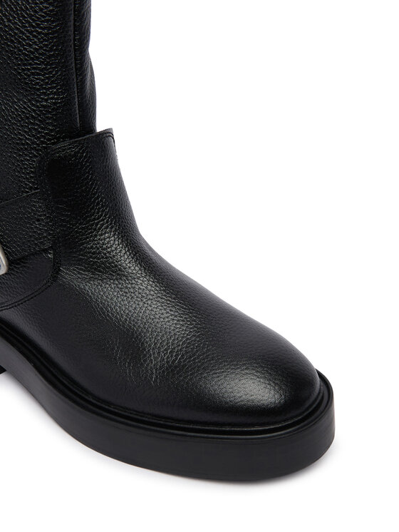 Calvin Klein Členková obuv Calvin Klein Conc Welt Mid Biker Boot Lth HW0HW03212 Čierna