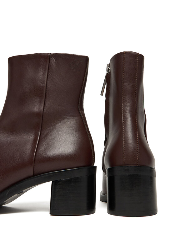 Calvin Klein Īsie zābaki Calvin Klein Block Heel Zip Boot Lth HW0HW02593 Bordo