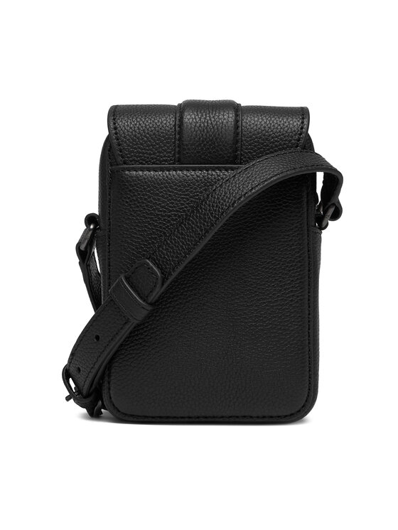Calvin Klein Crossover torbica Calvin Klein Leather Slim Flap Reporter LV04D3323G Crna