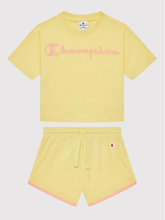 Champion Champion Komplet majica in športne kratke hlače 404319 Rumena Custom Fit
