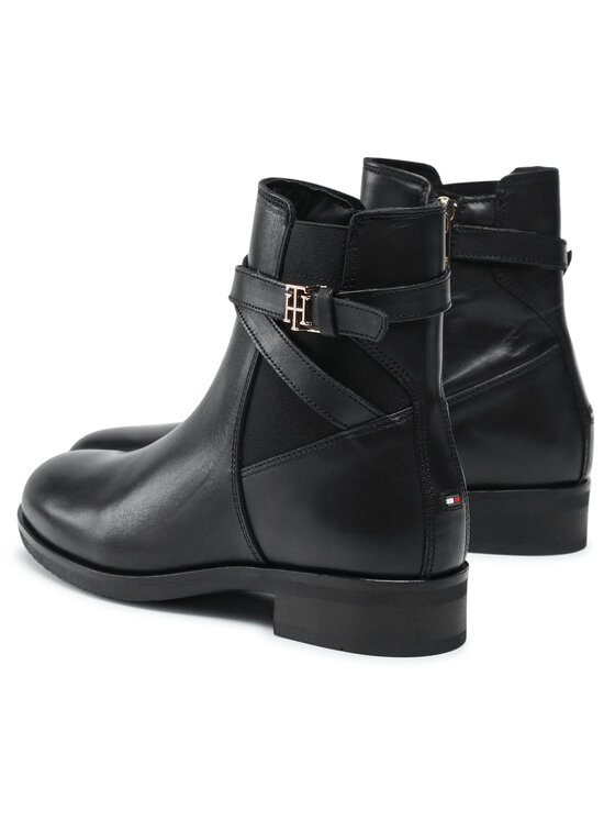 Tommy Hilfiger Īsie zābaki Tommy Hilfiger Th Hardware On Belt Flat Boot FW0FW05967 Melns