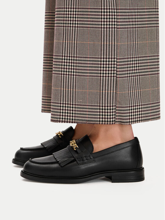 Tommy Hilfiger Chunky loafers Tommy Hilfiger Th Chain Fringe Leather Loafer FW0FW09668 Nero