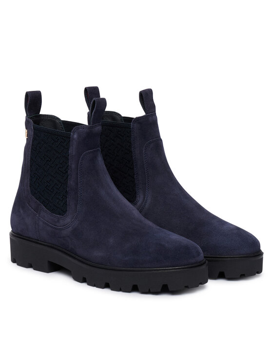 Tommy Hilfiger Ghete Jodhpur Tommy Hilfiger Th Monogram Suede Chelsea Boot FW0FW09563 Bleumarin