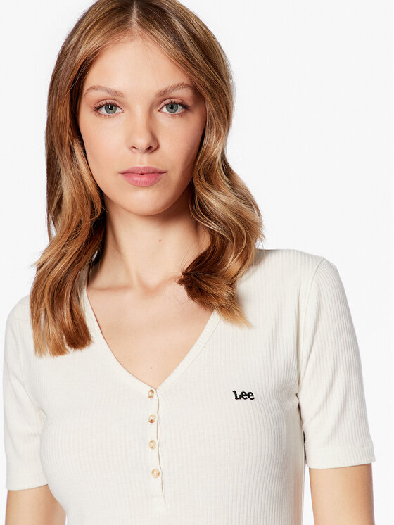 Lee Lee Футболка L44KIPNQ 112333722 Écru Regular Fit