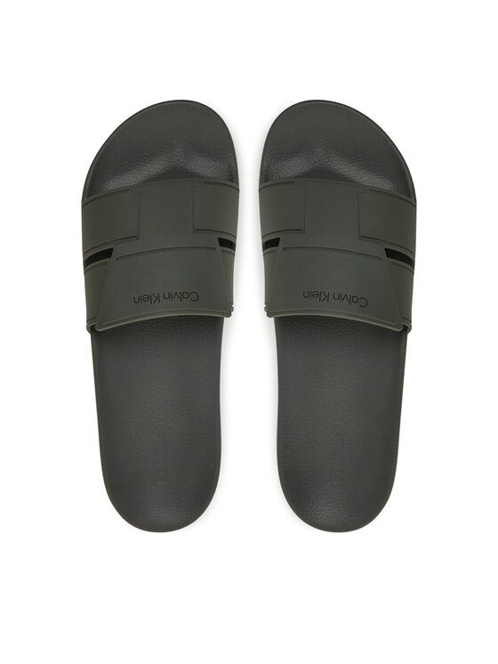 Calvin Klein Natikači Calvin Klein Pool Slide Double T HM0HM01752 Khaki