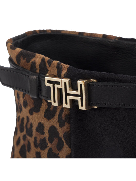 Tommy Hilfiger Botki Tommy Hilfiger Leo Print Bootie FW0FW04501 Czarny