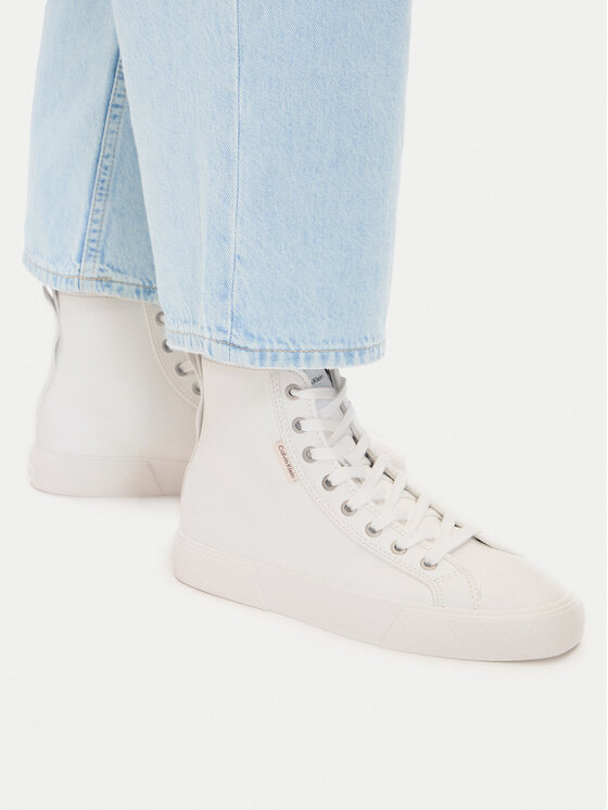 Calvin Klein Trampki Calvin Klein Vulc Lace Up Hightop Lth HW0HW03076 Biały