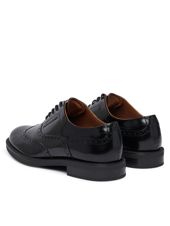 Tommy Hilfiger Zapatos hasta el tobillo Tommy Hilfiger Lth Abrasivato Brogue Shoe FM0FM06078 Negro