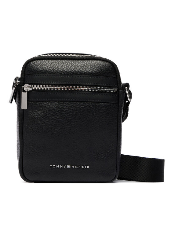 Tommy Hilfiger Torbica za okrog pasu Tommy Hilfiger Th Bus Leather Mini Reporter AM0AM14393 Črna