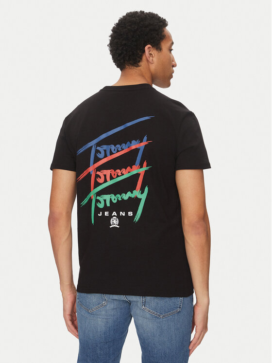 Tommy Jeans Tommy Jeans T-shirt Twisted Signature DM0DM20771 Crna Regular Fit