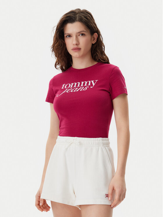 Tommy Jeans Tommy Jeans Majica Essential DW0DW19447 Roza Slim Fit