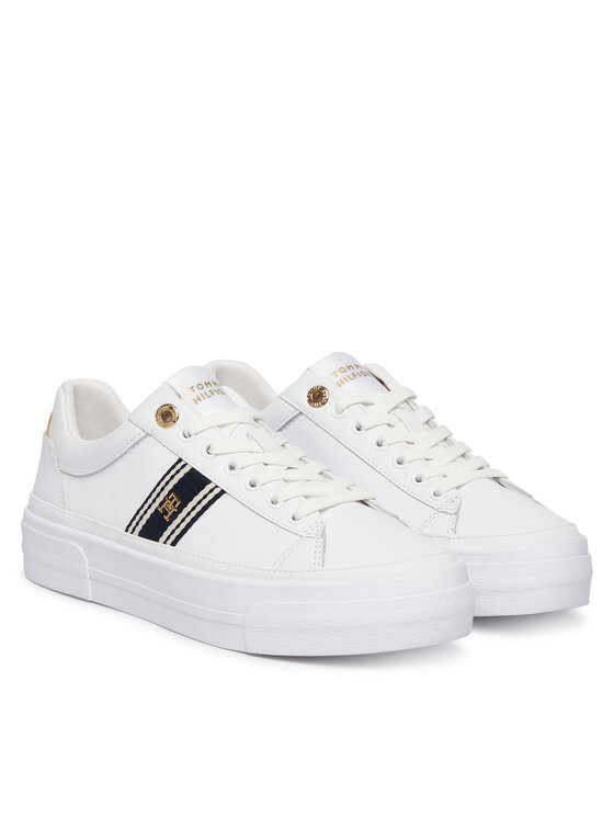 Tommy Hilfiger Sneakersy Tommy Hilfiger Th Foxing Platform Webbing FW0FW09353 Biały