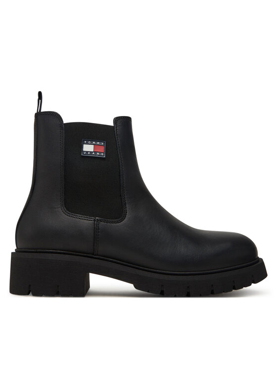 Tommy Jeans Sztyblety Tommy Jeans Tjw Chelsea Leather Boot EN0EN02825 Czarny