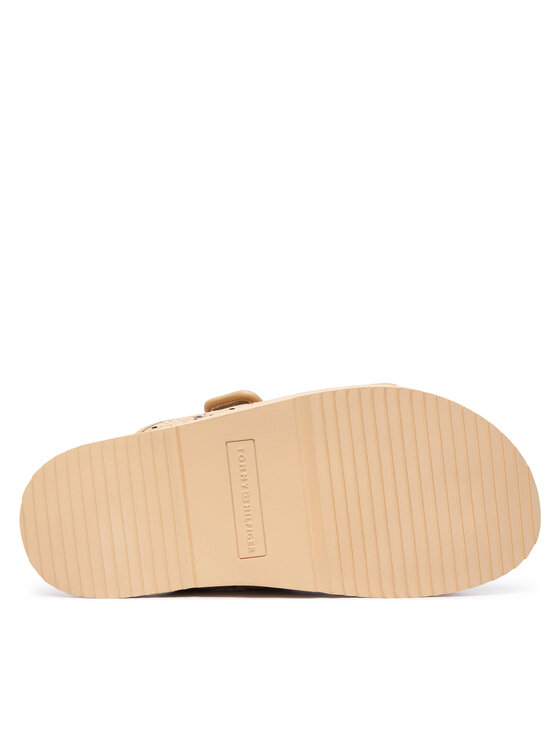 Tommy Hilfiger Šľapky Tommy Hilfiger Double Strap Raffia FW0FW09122 Béžová