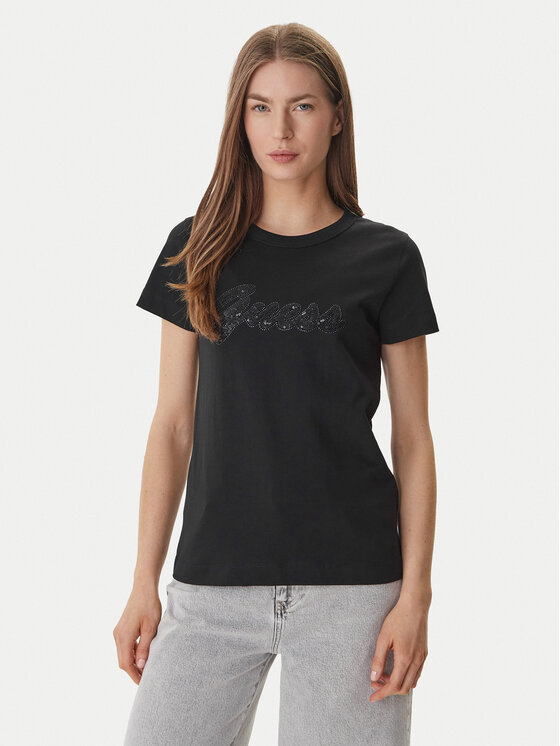 Guess Guess Футболка W6GI08 K3023 Чорний Regular Fit