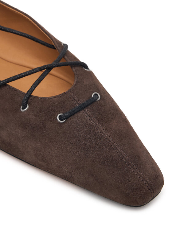 Polo Ralph Lauren Balerinke Polo Ralph Lauren Suede Lace-Up Pointed Ballet Flat 818P15775001 Rjava