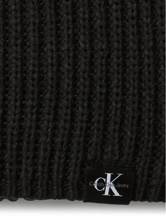 Calvin Klein Jeans Sada čepice a šál Calvin Klein Jeans Monogram Rib Scarf Beanie Set IU0IU00638 Černá