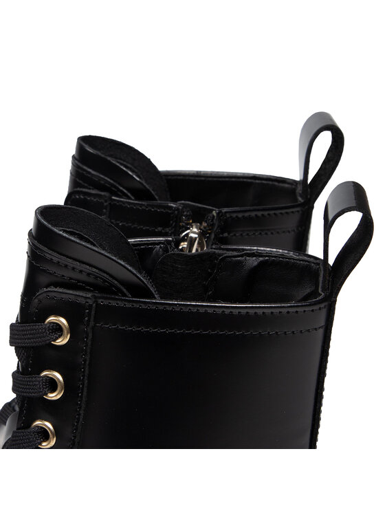 Tommy Hilfiger Turistická obuv Tommy Hilfiger Polished Leather Lace Up Boot FW0FW06008 Černá