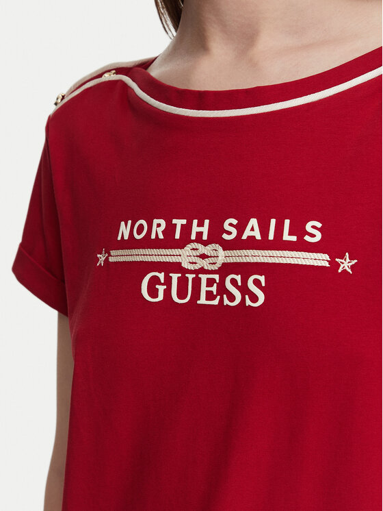 Guess Guess Póló W6YI58 K5317 Sötétvörös Regular Fit