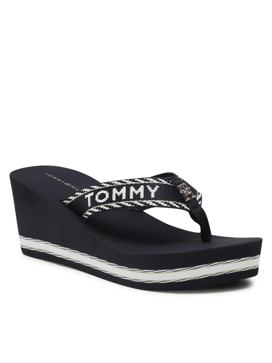 Tommy Hilfiger Japonki Tommy Hilfiger Webbing H Wedge Sandal FW0FW07149 Granatowy