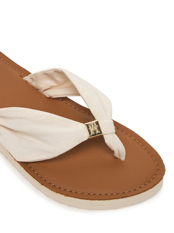 Tommy Hilfiger Žabky Tommy Hilfiger Th Ltr Footbed Summer Sandal FW0FW09194 Écru