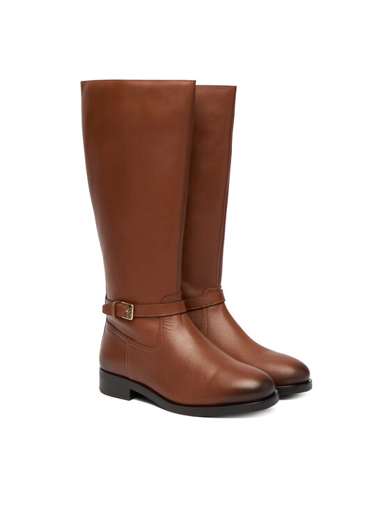 Tommy Hilfiger Kozaki Tommy Hilfiger Th Buckle Riding Lthr Long Boot FW0FW08873 Brązowy