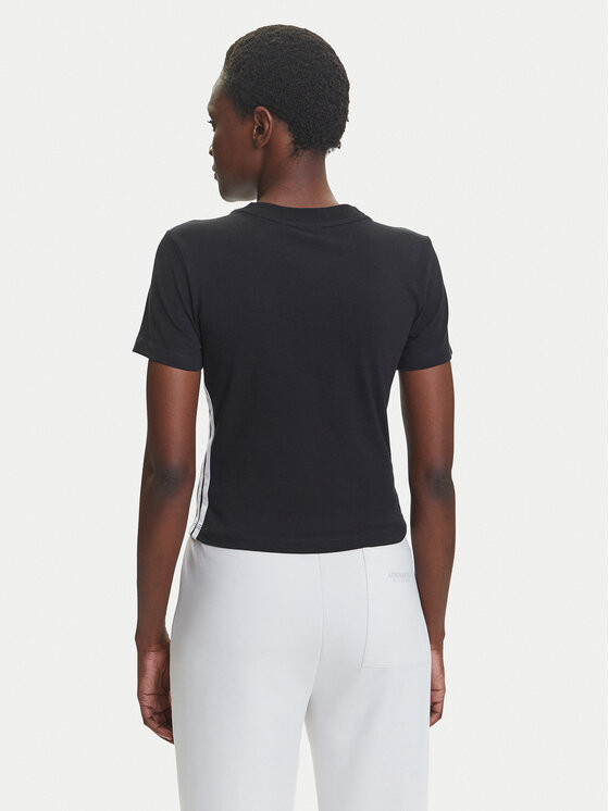 adidas adidas Футболка Essentials 3-Stripes JC8325 Чорний Slim Fit