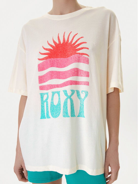 Roxy Roxy Póló Hangloose Poster ERJZT06090 Világos bézs Loose Fit