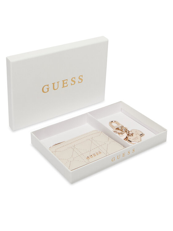Guess Sada puzdro na karty a kľúčenka Guess GFBOXW P6202 Écru