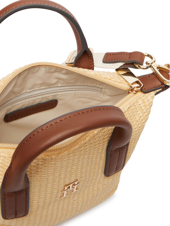 Tommy Hilfiger Táska Tommy Hilfiger Popette Micro Tote Raffia AW0AW18526 Bézs