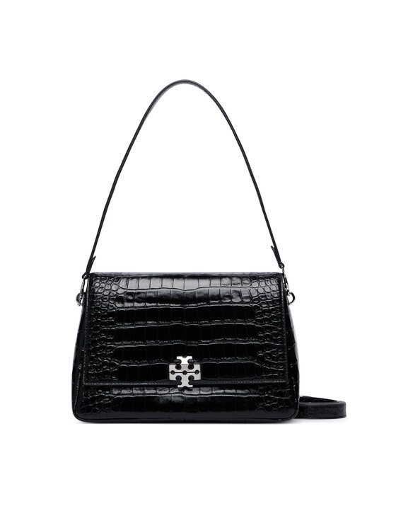Tory Burch Ročna torba Tory Burch Charlie Embossed Croc Shoulder Bag 183354 Črna