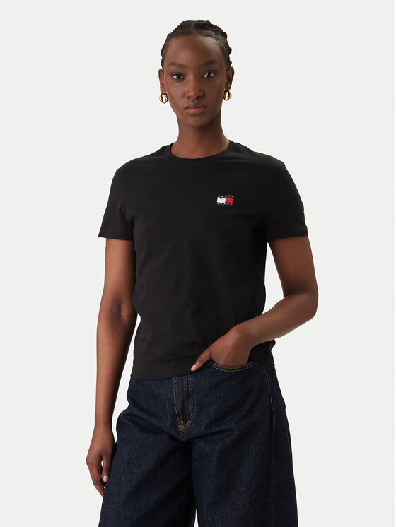 Tommy Jeans Tommy Jeans Camiseta Wavy Flag DW0DW22274 Negro Regular Fit