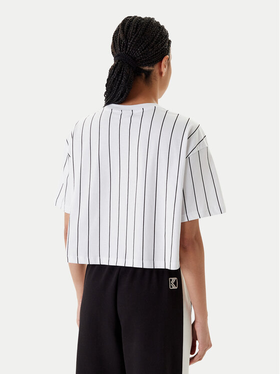 Karl Kani Karl Kani T-shirt Small Signature Essential Pinstripe 6137879 Bijela Relaxed Fit