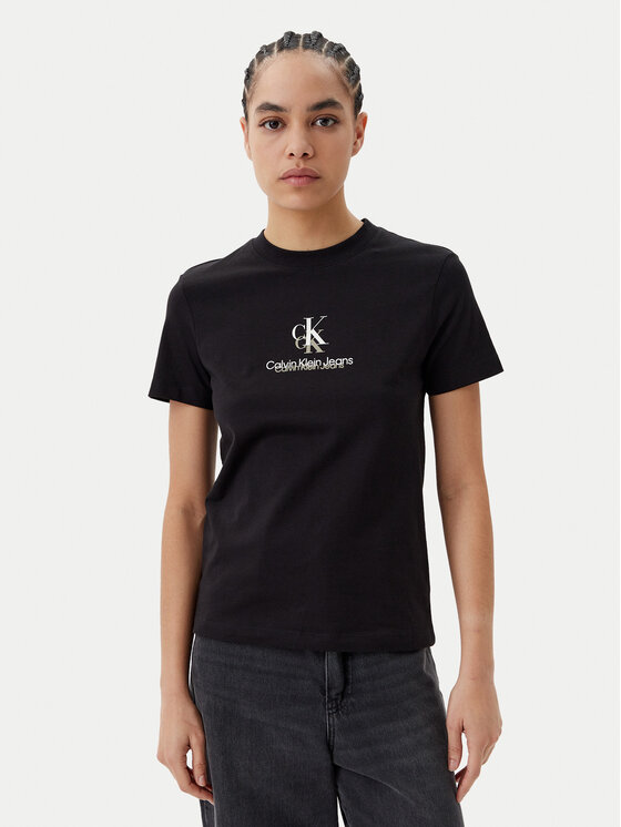 Calvin Klein Jeans Calvin Klein Jeans Majica Shadow Graphic J20J225545 Črna Regular Fit