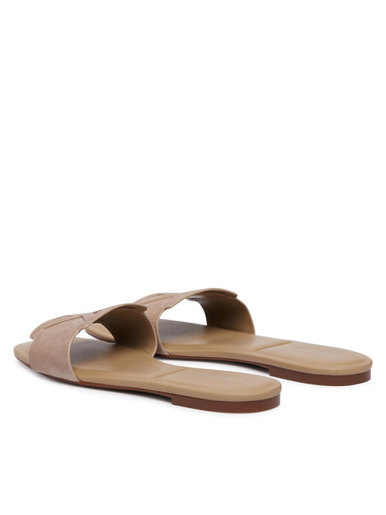 Calvin Klein Papucs Calvin Klein Square Flat Sndl Embl Suede HW0HW03055 Bézs