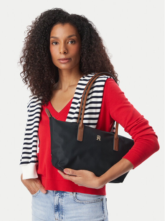 Tommy Hilfiger Дамска чанта Tommy Hilfiger Popette East West Tote AW0AW19211 Черен