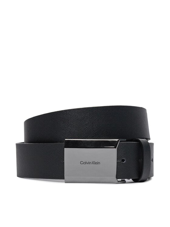 Calvin Klein Pánsky opasok Calvin Klein Beveled Plaque 2.0 Saffiano 35Mm K50K511568 Čierna