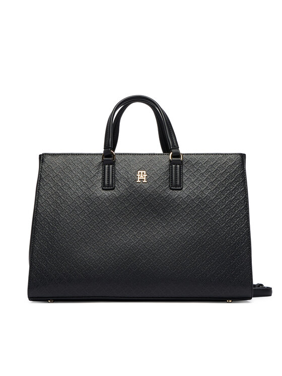 Tommy Hilfiger Дамска чанта Tommy Hilfiger Th Daily Satchel Mono AW0AW18418 Черен