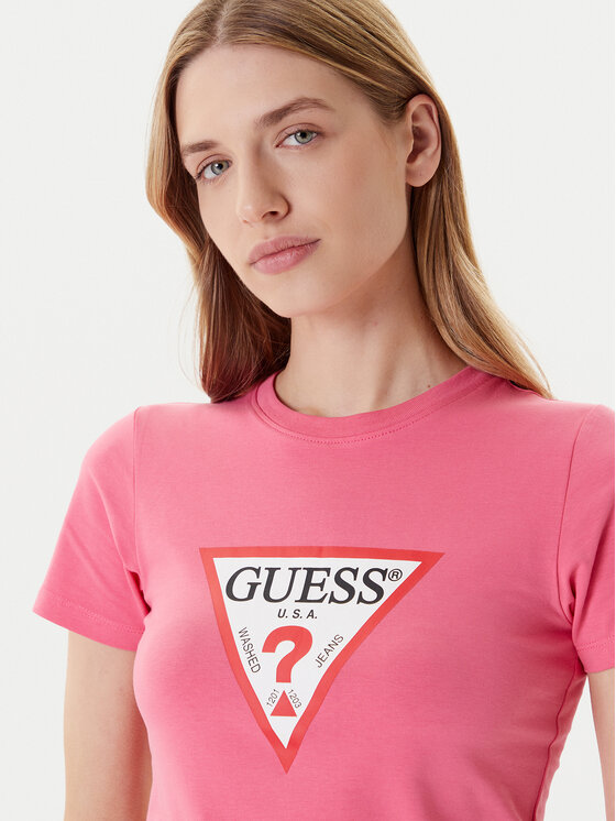 Guess Jeans Guess Jeans Póló W4YI04 J1314 Rózsaszín Slim Fit
