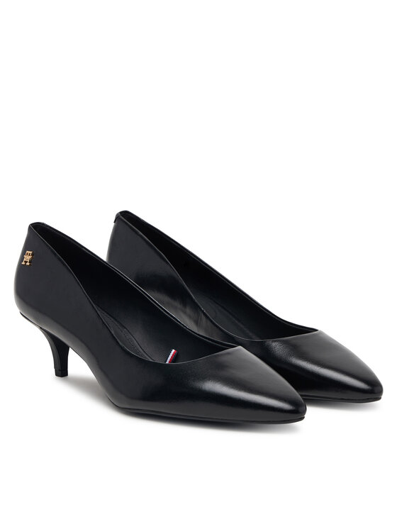 Tommy Hilfiger Lodičky Tommy Hilfiger Kitten Heel Court Leather Shoe FW0FW09526 Černá
